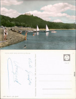 Waldeck (am Edersee) Uferblick Mit Badegästen Und Segelbooten Und Schloss 1972 - Waldeck