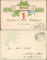 Ansichtskarte  Jugenstil - Kleenlatt - Neujahr Prägekarte 1909 Goldrand - Nouvel An