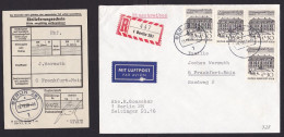 Germany Berlin: Registered Airmail Cover, 1968, 4 Stamps, Court Of Justice, History, Receipt Proof Form (minor Damage) - Covers & Documents