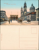 Ansichtskarte München Feldherrnhalle - Straße, Kutschen Autos 1912 - München