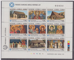ZYPERN 672-680, Kleinbogen, Postfrisch **, Kulturerbe Der Menschheit: Kirchen 1987 - Gebraucht