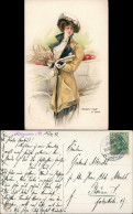 Ansichtskarte  Model Frau Im Auto - Künstlerkarte Schilbach 1913 - Personaggi