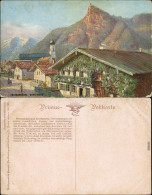 Ansichtskarte Oberammergau Dorfpartie - Künstler AK 1916 - Oberammergau