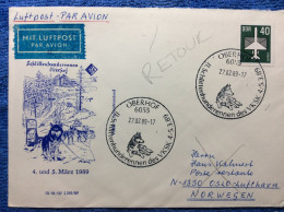 DDR - 1989 Luftpost Brief Aus Oberhof - SST "II. Schlittenhunderennen Des VKSK" (3DMK040) - Covers & Documents