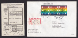 Germany Berlin: Registered Cover, 1970, 3 Stamps, Movie Festival, Cinema, Cancel Airport, Receipt Form (minor Damage) - Lettres & Documents