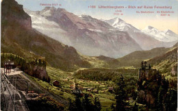 Lötschbergbahn - Blick Auf Ruine Felsenburg (168) * Stempel Blausee 23. Aug. 1935 - Kandergrund