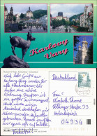 Ansichtskarte Karlsbad Karlovy Vary Ortsmotive Mit Plastik, Kirche 1997 - Tchéquie