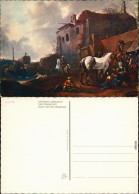 Ansichtskarte  Gemälde V. J. Lingelbach "Rast Vor Der Herberge" 1990 - Schilderijen