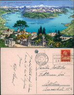 Ansichtskarte Lausanne Lac Leman - Landkarten Ak 1923 - Autres & Non Classés