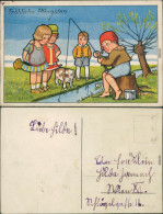 Ansichtskarte  Fischer / Angler - Kinder Am Fischen - Comic - Pfingsten 1945 - Pentecostés