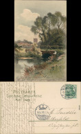 Ansichtskarte  Fischer / Angler - Gemälde - Angler Am Fluss - Brücke 1906 - Unclassified