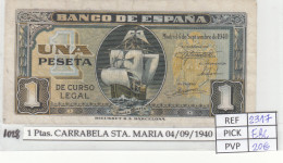 BILLETE ESPAÑA 1 PESETA 1940 P-122a EBC - Altri & Non Classificati