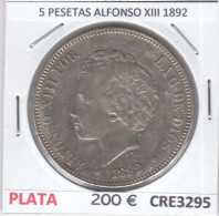 CRE3295  MONEDA ESPAÑA 5 PESETAS ALFONSO XIII 1892  MBC+ - Altri & Non Classificati