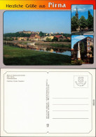 Pirna Blick Zur Festung Sonnenstein, Kath. Kirche, Postmeilensäule 2000 - Pirna