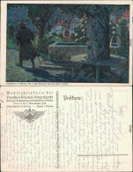Ansichtskarte  Volkslieder - Künstlerkarte Am Brunnen Vor Dem Tore 1914  - Music