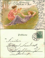 Allgemein - Sommernachtstraum - Zwei Frauen Auf Der Wiese - Zeichnung 1900 - Other & Unclassified