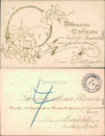 Ostern / Oster-Karten Mit Blumen Und Zeichnung Vom Ort 1905 Prägekarte - Pâques