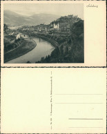 Salzburg Stadtteilansicht Fluss Panorama Mit Burg Fernblick 1940 - Autres & Non Classés