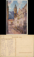 Innsbruck Künstlerkarte Herzog Friedrichstraße Mit Goldenem Dachl 1921 - Innsbruck