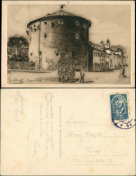 Salzburg Künstlerkarte Zeichnung Vom Hexenturm Und Personen 1920 - Autres & Non Classés