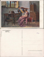 Ansichtskarte  Künstlerkarte "Herzensklänge", Paar, Liebe & Romantik 1920 - Coppie