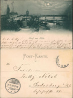 Köln Panorama-Ansicht Gruss 1898 Mondschein   (mit Ankunftsstempel) - Koeln