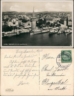 Ansichtskarte Lindau (Bodensee) Luftbild Stadt Hafen - 3 Dampfer 1937 - Other & Unclassified