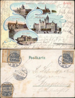 Ansichtskarte Leipzig Mehrbild, Mehrfachfrankatur Germania Randstück 1902 - Leipzig