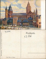 Ansichtskarte Mainz Künstlerkarte Dom Markt Partie 1910 - Mainz