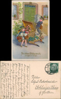 Ansichtskarte  Geburtstag Goldprägekarte Jungen Als Postboten 1935 Goldrand - Birthday