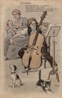 The Rule Of Three Cello Practice Old Comic Postcard - Humor