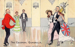 The Colonial Quadrille Posh Fashion Boadicea Dress Comic Old Postcard - Humor