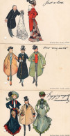 Wrench Series Edwardian Upper Class Snobby Fashion 3x Old Comic Postcard S - Humour