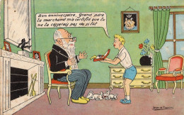 Joke Birthday Present In A Box French Antique Grandfather Old Comic Postcard - Humor