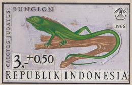 INDONESIA 1966. Animal Lizard 3+0.50 Semi-postal Stamp Artist's Works Signed Issued 169/109mm - Autres & Non Classés