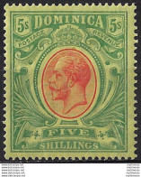 1914 Dominica 5s. Red And Green/yellow MNH SG N. 54 - Andere & Zonder Classificatie