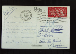 England  Postcard "The Dart From Greenaway" Aus Torquay (Devon) 8. AUG.1957 Mit 2 1/2 D Nach Frankreich Mit 105 Nachgebü - Torquay