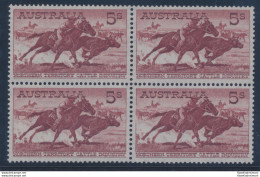 1964 AUSTRALIA, N.332a Allevatori, Splendida Quartina, Carta Bianca, MNH** - Sonstige & Ohne Zuordnung