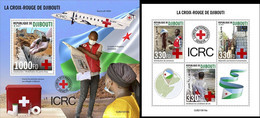 Dibouti 2021, Red Cross, Flag, 3val In BF +BF - Gibuti (1977-...)