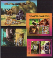 Gambia - 2014 - Endangered Animals - Yv (5470J/M + Bf 839C) + (5470N/R + Bf 839H) - Andere & Zonder Classificatie