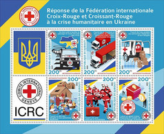 Djibouti 2022, Red Cross In Ukraina, Car, 6val In BF - Gibuti (1977-...)