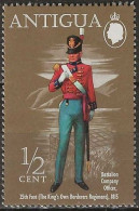 ANTIGUA 1972 Military Uniforms - ½c. - Battalion Company Officer, 25th Foot, 1815 MH - Antigua Et Barbuda (1981-...)