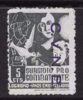 ● SPAGNA 1937 ● C.V.N.E. ● Subsidio Pro Combatiente ● 5 Cts  ● Posta Privata ** ֍ Varietà ● Cat.? € ● Lotto N. 1140b ● - Spanish Civil War Labels