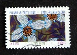 FRANCE YT ADHESIF 2277 OBLITERE - CARNET FLEURS ET PAPILLONS / DESSINS DE FLEURS FLOWER BUTTERFLY - Usati