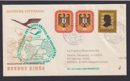 Bund Brief Flugpost Airmail Frankfurt Main Buenos Aires Argentinien Block - Lettres & Documents