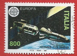 Italia 1991; EUROPA CEPT Spaziale. Francobollo Usato Da Lire 800. - 1991-00: Usati