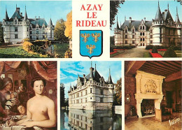 37 - Azay Le Rideau - Le Château - Multivues - Blasons - Peinture De Femme Aux Seins Nus - Carte Neuve - CPM - Voir Scan - Azay-le-Rideau