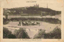 69 - Lyon - Lyon Illustré - Place Bellecour Et Coteau De Fourvière - CPA - Voir Scans Recto-Verso - Autres & Non Classés