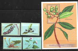 Gambia - 2001 - Flowers - Yv 3428/31 + Bf Yv 502 - Sonstige & Ohne Zuordnung