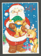 Santa Claus With Teddy Bear And Reindeer - FINLAND - - Santa Claus